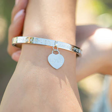 Gold PVD S Stainless Steel Love Languages Heart