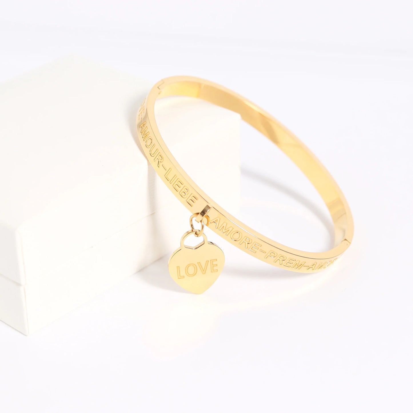 Gold PVD Stainless Steel Love Languages Heart