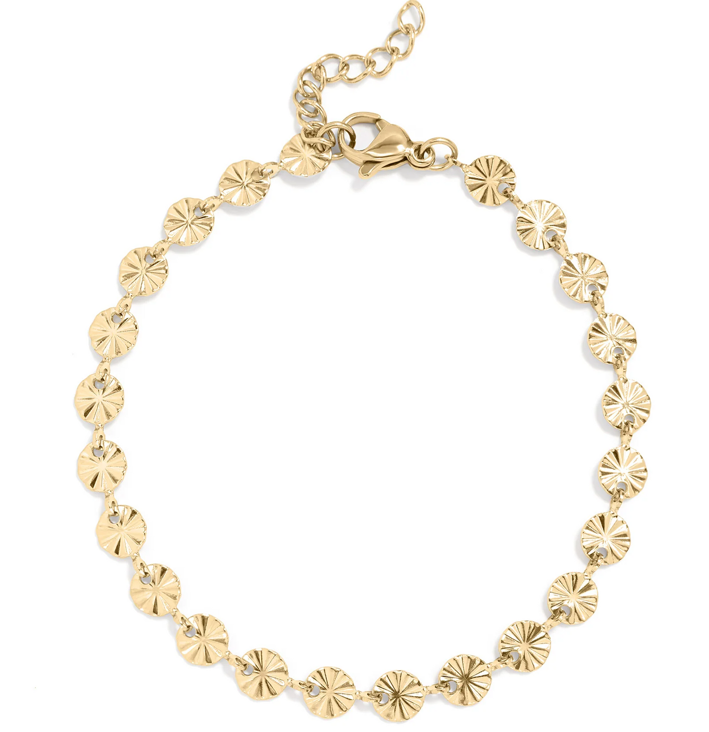 Gold PVD Stainless Steel Sunburst Chain Bracelet