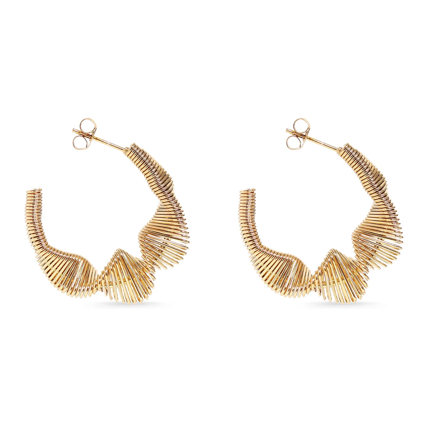 Gold PVD Stainless Steel Wired Statement Hoop Earrings