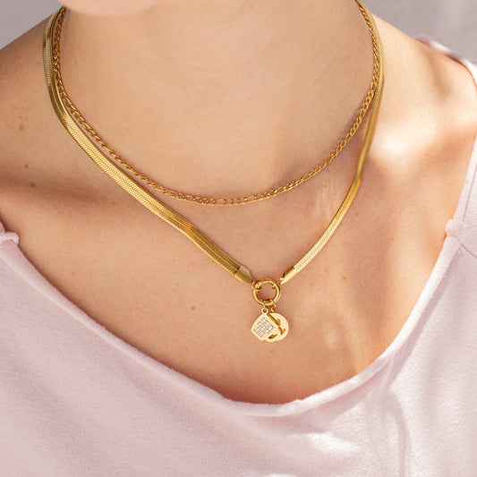 Gold PVD Stainless Steel Herringbone Charm