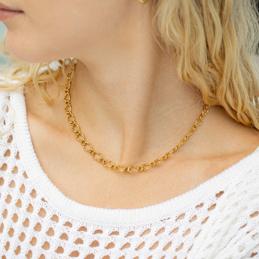 Gold PVD Stainless Steel Hammered Oval