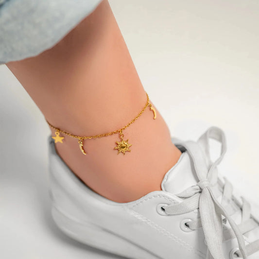 Gold PVD Stainless Steel Moon and Star