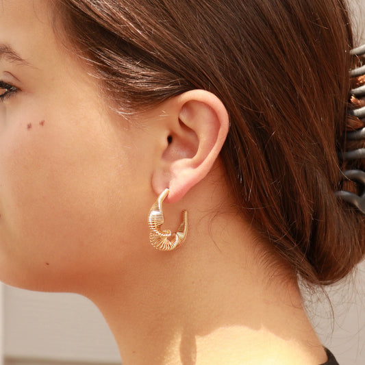 Gold PVD Stainless Steel Wired Statement Hoop Earrings