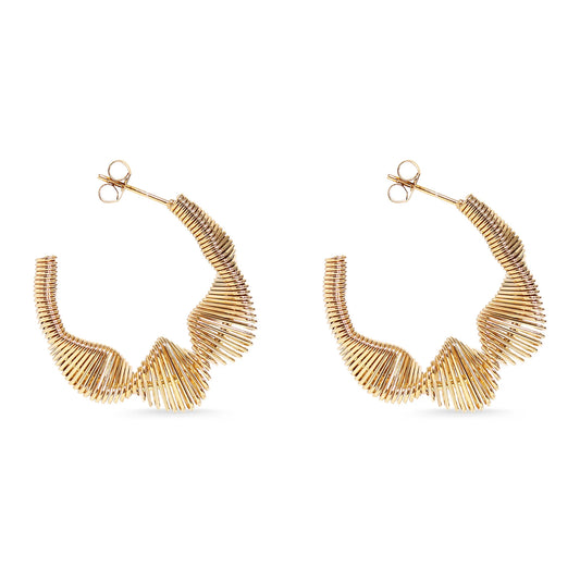 Gold PVD Stainless Steel Wired Statement Hoop Earrings