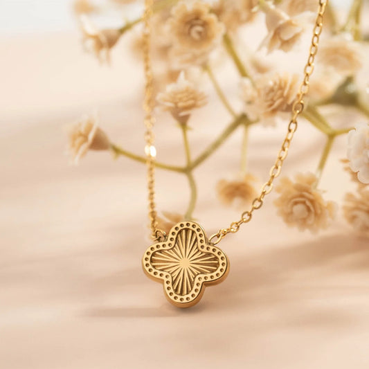 Gold PVD Stainless Steel Stone Bee Pendant Necklace