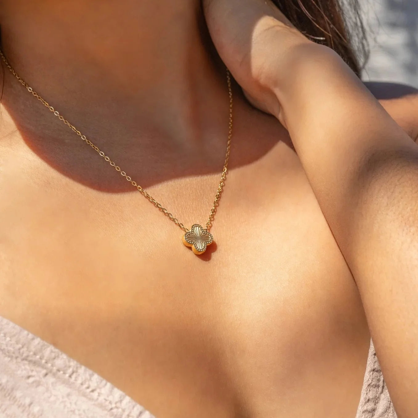 Gold PVD Stainless Steel Stone Bee Pendant Necklace